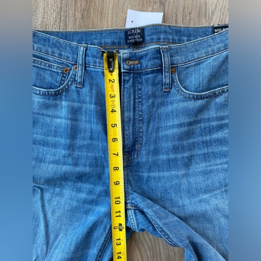 NWT JCrew W30 flare crop mid-rise jean all-day stretch medium wash blue pebble - Picture 8 of 13